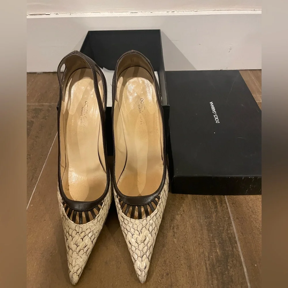 Dolce & Gabbana Snakeskin and Leather Heel